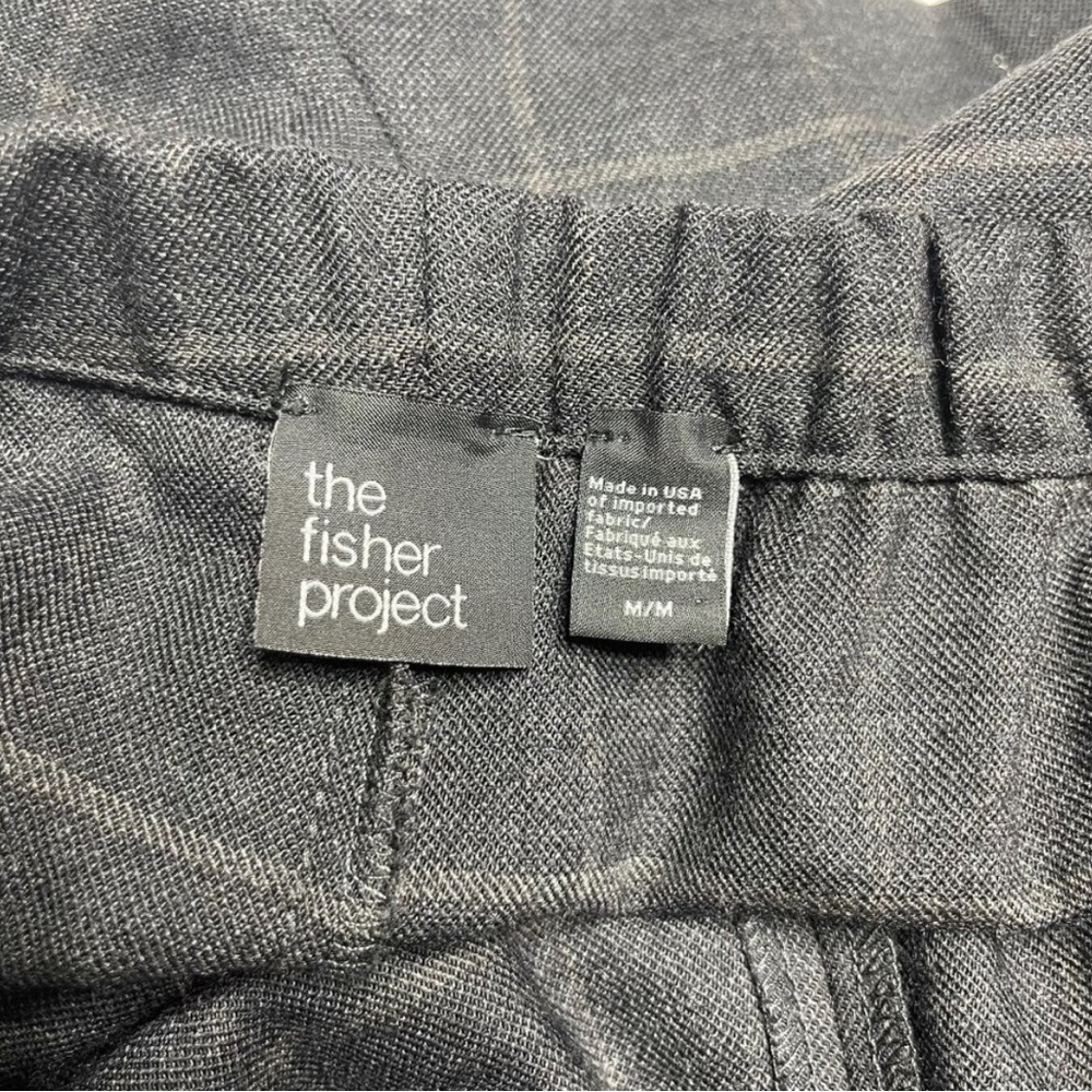 Eileen Fisher Gray Plaid Wide Leg Wool Cropped Pants - Picture 4 of 5